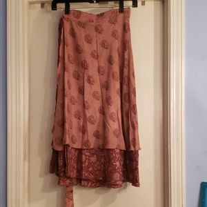 Pink silk wrap skirt